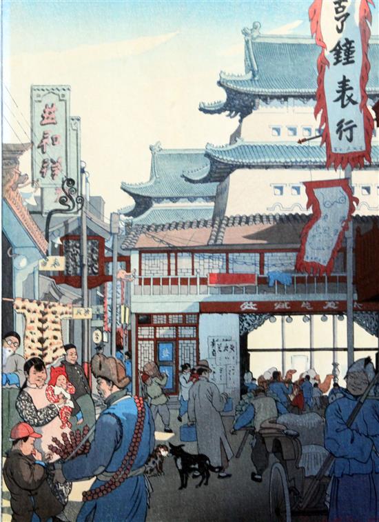 Elizabeth Keith (1887-1956) Outside Chang Man Gate, Peking, China 15 x 11in., unframed